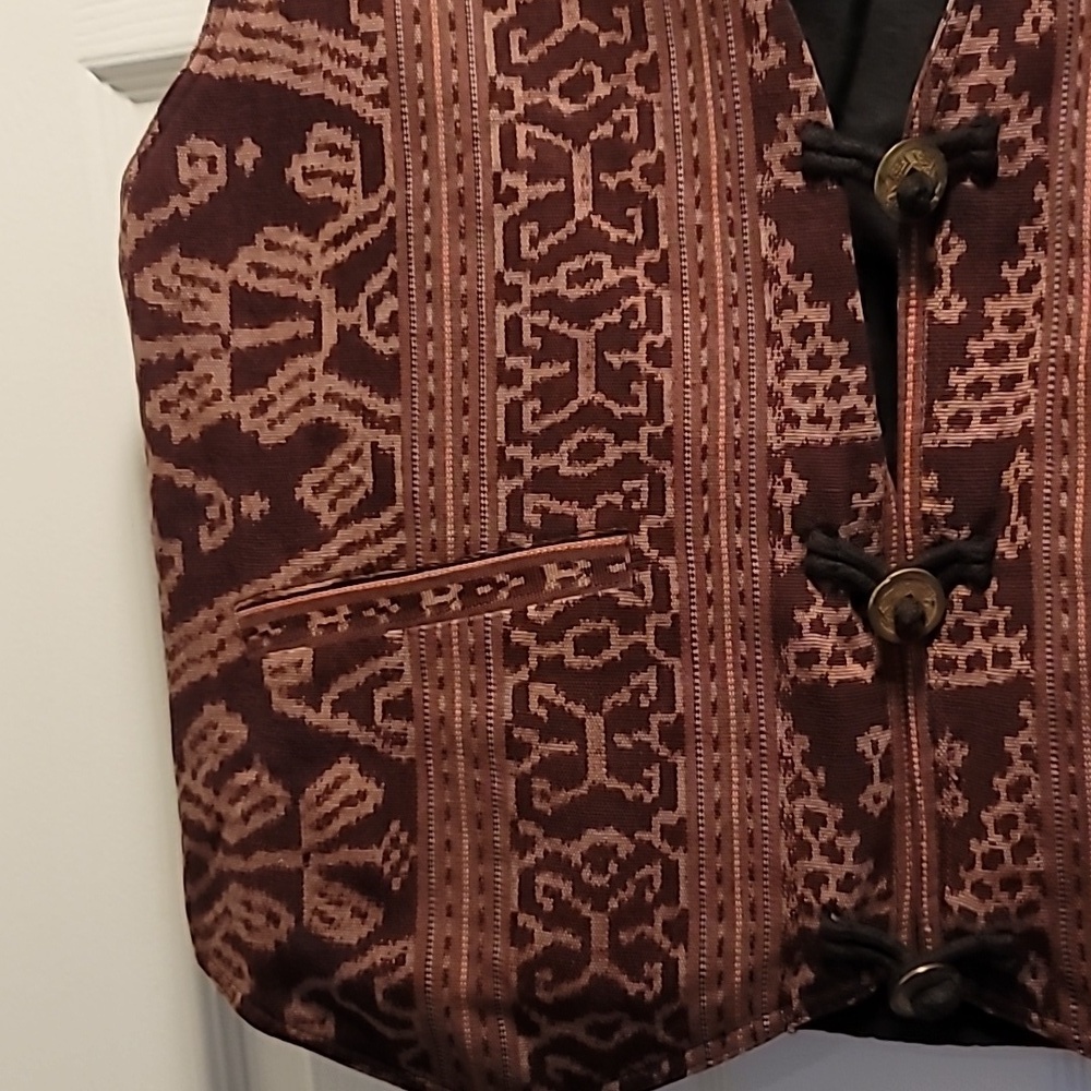 Vintage Patterned Brown and Mauve Vest Size Medium - Picture 4 of 7
